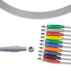 Welch Allyn 10 Lead Fixed Diagnostic EKG Cable - Banana Connector (K1129B)