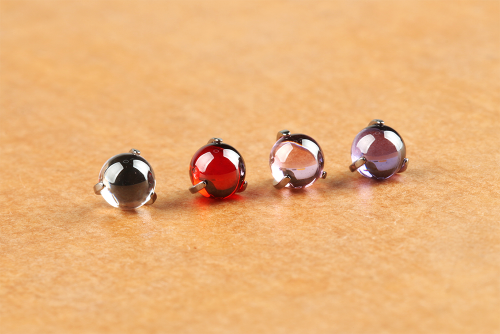 Zircon Ball Piercing Jewelry Pink Clean Red Purple Color Zircin 14G Internal Thread  Parts ASTM F136 Titanium   ZB-124