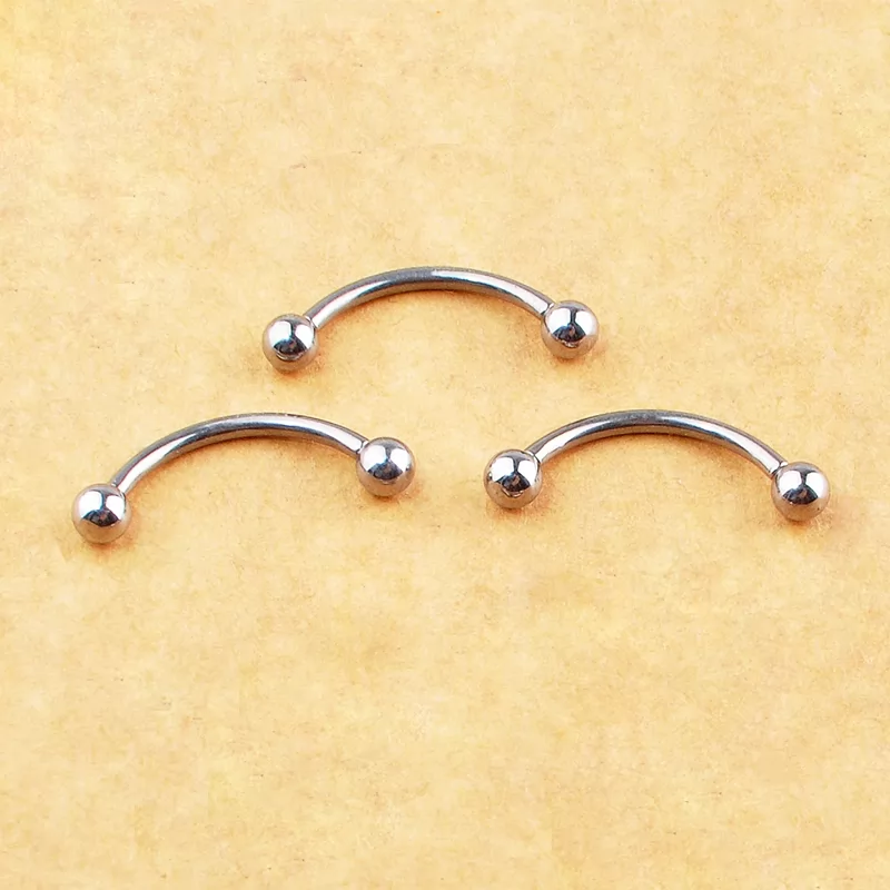 NSPJ Banana ASTM F136 Titanium Piercing Externally Threaded 14G 16G Curved Barbell Eyebrow Ring BBA