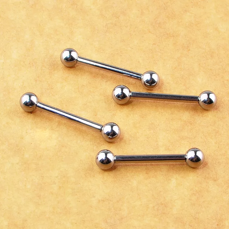 Nipple Piercings 6 Piece Mix-Color Stainless Steel Tongue Rings - Body Jewelry For Men & Women Drop Handlebar