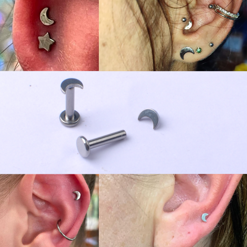 Body Piercing Jewelry Ear Piercing Jewelry Titanium ASTM F136 moon shape Jewelry P001+P014
