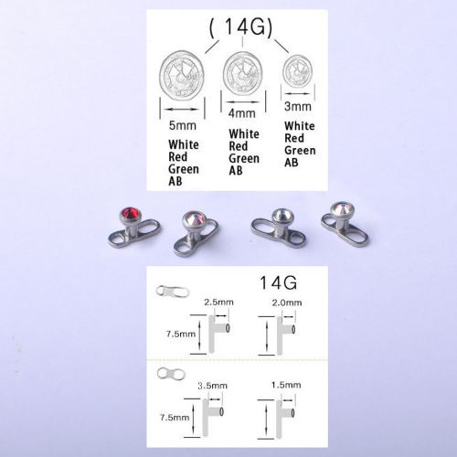 NSPJ Body Piercing Jewelry Titanium ASTM F136 Lady Dermal Piercing Jewelry nine safe piercing P002+P011