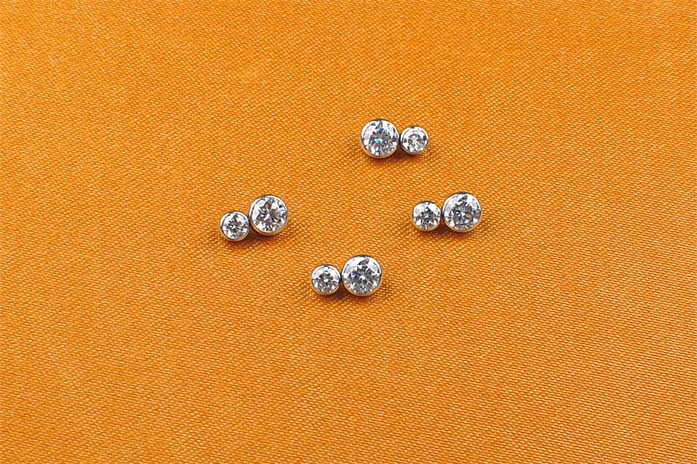 NSPJ 2 Zircon Body Piercing Jewelry Fashion astm f 136 Titanium Piercing Jewelry with 2 zircon Round shape jewelry P024