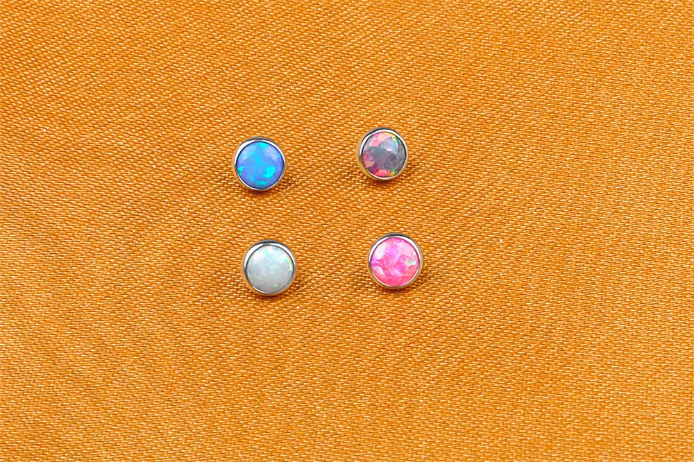 NSPJ Piercing jewelry astmf136 Titanium Jewelry Internally Thread Opal Gem Stone Navel Belly Cluster Jewelry dermal piercing jewelry P012