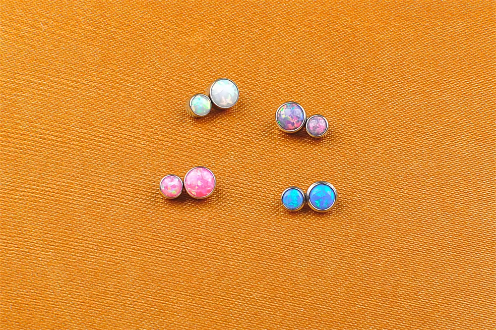 NSPJ 2 Opal Stone 4 Colors Body Piercing Jewelry Internal Threaded ASTMF136 Titanium Piercing Jewelry Colourful opal Jewellery P023