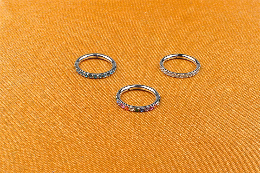 Hinged Septum Body Piercing Jewelry Round Jewelry ASTM F136 Titanium Round Shape Mix Colors Zircon Stone Jewellery Gift -W44