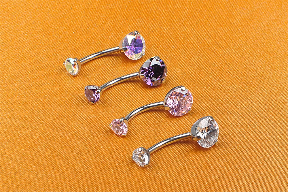 belly button piercing jewelry Zircon Gemstone Navel piercing jewelry ASTM F136 Titanium Body piercing Jewelry titanium jewelry ASTM F136-W01