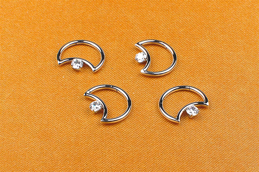 NEW Wholesale Shape Hoops Earrings Titanium 8mm 10mm with Zircon Huggie Earring Hoop Cartilage Earring Jewelry ASTM F136-W26