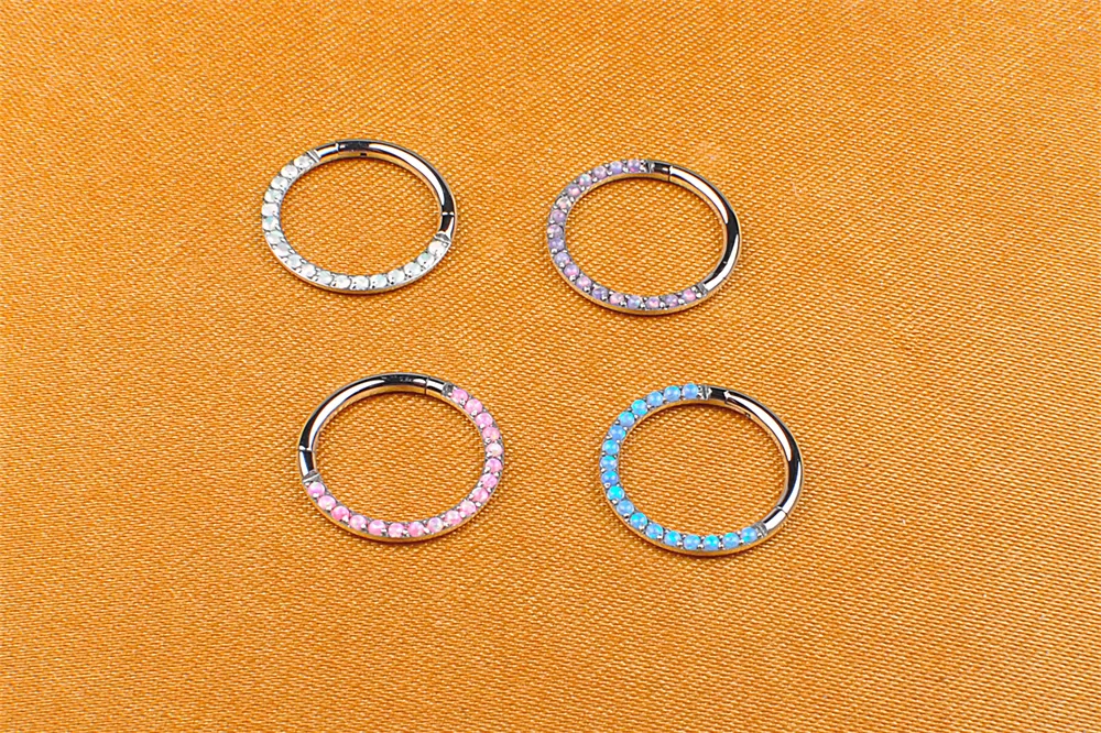 Piercing Jewelry ASTM F136 Titanium Jewelry Opal Gem Stone Hinged Segment Body Piercing Jewelry -W39