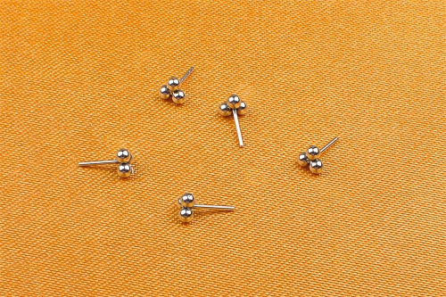 Three ball Titanium Internally Threadless Bezel Set Cubic Titanium Ear Piercing Earrings Jewelry 3mm/2mm Parts --T26