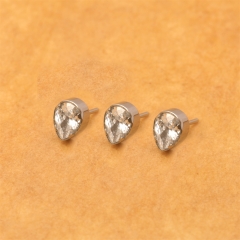 Body Piercing ASTM F136 Titanium Jewelry Threadless Parts Pear Shape Clean Color Zircon Piercing Jewelry--T24