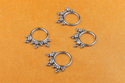 Noble ASTM F136 titanium piercing jewelry Bezel Setting Round Cubic Zircon nose Piercing Jewelry Nose Clicker Small Hoop--W72