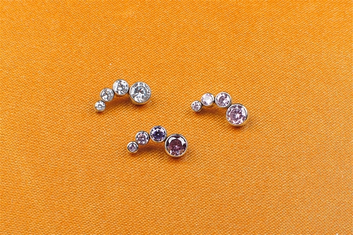 NSPJ High Quality Body Piercing Jewelry ASTM F136 Titanium Jewelry 4 pieces Zircon 0.9mm Thread P042