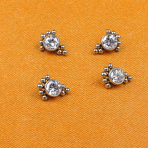 Body Piercing Jewelry 0.9mm Thread AAAAA+ Zircon ASTM F136 Titanium Piercing Jewelry Inrenally Thread Parts Piercing Jewelry--P084