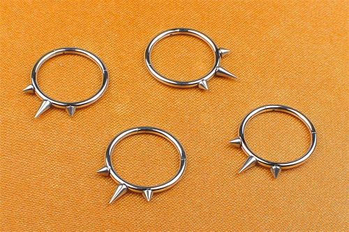 Titanium Jewelry ASTM F136 Titanium Hinged Segments Rings Piercing With Three Spikes Body Piercing Jewelry ASTM F136-W20