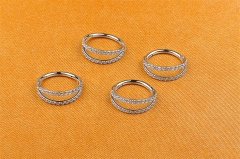ASTM F136 Titanium Jewelry Hinged Segments Double Row Gemstone Ring Helix Earring Body Piercing Jewelry ASTM F136-W58