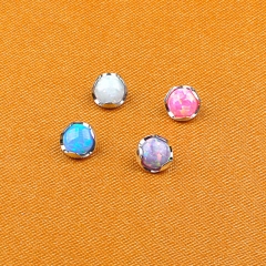Body Piercing Jewelry ASTM F136 Titanium Piercing Jewelry Opal Stone Mounting Internally Thread Top Parts   -P061