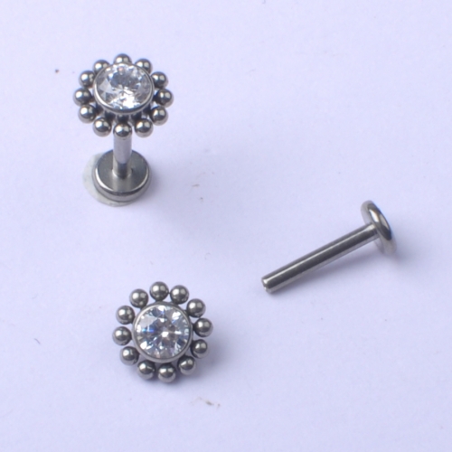 Titanium Piercing Jewelry Upper Parts Only Piercing ASTMF136 Titanium Zirconia balls Ear Piercing Jewelry-P001 + P019