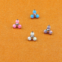 Titanium piercing jewelry Body Piercing Jewelry Three beads in One ASTM F136 Titanium Ear Piercing Internally Thread Parts Opal Stone Jewelry --P102