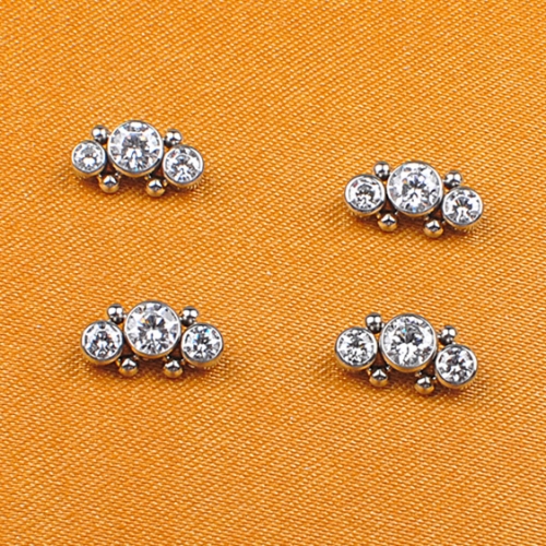 16G Piercing Jewelry Fashion Body Piercing Jewelry Zircon Ear Piercing Jewelry ASTM F136 Titanium 0.9mm Internal Thread Jewelry--P088