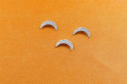 ASTM F136 Titanium Zircon moon 9mm length Labret Internally Threaded Piercing Jewelry nose piercing jewelry piercing supply--P168