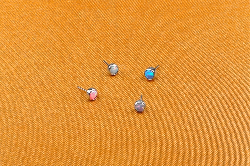 ASTM F136 Titanium Piercing Jewelry Threadless Flat Opal Push Pin Body Piercing Jewelry T05