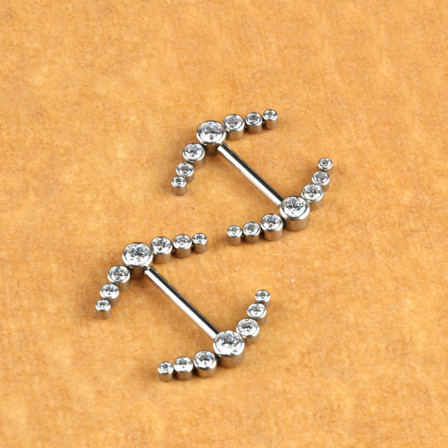 Clean Colour Zircon ASTM F136 Titanium Piercing nipple piercing jewelry    Barbell Jewelry ASTM F136-W34