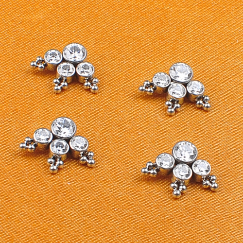 NSPJ ASTMF136 Titanium And Zircon Body Piercing Jewelry 0.9MM Internally Thread Top 4Pcs Zircon 9Pcs Titanium Rook Piercing Jewelry P056