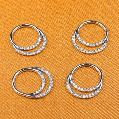 Titanium Jewelry  Body Piercing ASTM F136 Titanium Jewelry AAAAA+ Zircon 1.6*10MM /1.6*12MM Jewelry nose ring--W40