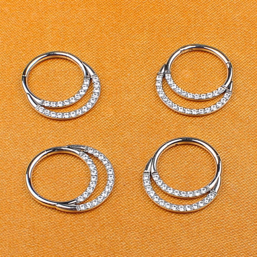 Titanium Jewelry  Body Piercing ASTM F136 Titanium Jewelry AAAAA+ Zircon 1.6*10MM /1.6*12MM Jewelry nose ring--W40