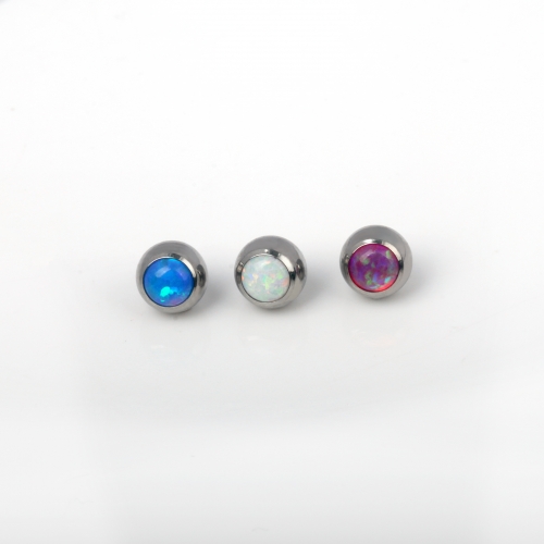 NSPJ Labret Titanium Piercing Jewelry Whie Blue Pink Colors Opal Stone Body Piercing Jewelry ASTM F136 Titanium Internally Thread P035
