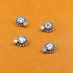 0.9MM Internally Thread Titanium Body Jewelry ASTMF136 Titanium And Zircon rook Body Piercing Jewelry 2 Pcs Zircon 11 Pcs Titanium Balls P057