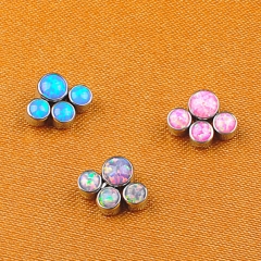 NSPJ Body Piercing Jewelry ASTMF136 Titanium Piercing Jewelry with 4 opals Lady's  Ear Piercing Jewelry P025