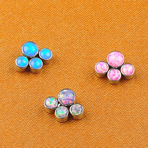NSPJ Body Piercing Jewelry ASTMF136 Titanium Piercing Jewelry with 4 opals Lady's  Ear Piercing Jewelry P025