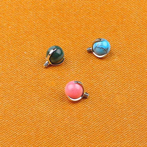 Turquoise Stone Jewelry 14G Internal Thread Jewels Body Piercing ASTM F136 Titanium Jewellry TQ-124