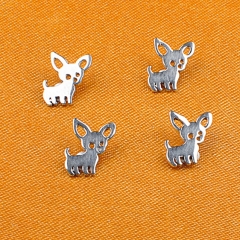 Tragus piercing jewelry astmf136 threaded 16g animal earring zinc alloy silver rose gold hollow out small cute dog stud earring for girls -P120