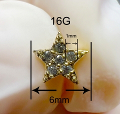 NSPJ Body Piercing Jewekry TOP 14K Real Gold SWAROVSKI Zirconia Pin and Thread are ASTM F136 G05