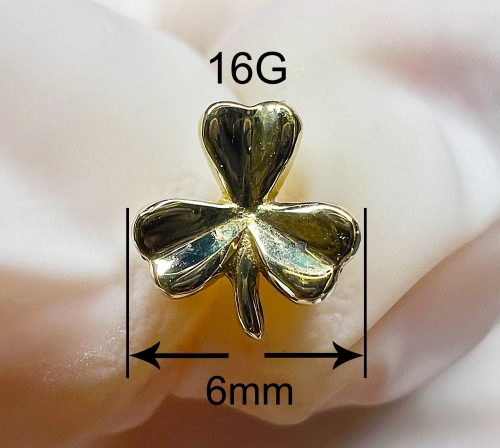 NSPJ Body Piercing Jewekry TOP 14K Real Gold Pin and Thread are ASTM F136 G07