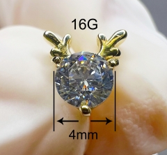 NSPJ Body Piercing Jewekry TOP 14K Real Gold SWAROVSKI Zirconia Pin and Thread are ASTM F136 G06