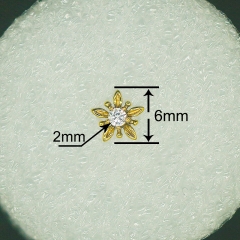 NSPJ Star with zircon Body Piercing Jewelry TOP 14K Real Gold Pin and Thread are ASTM F136 G16