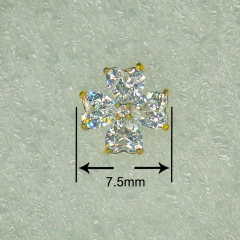 NSPJ Four leaf clover with drill Body Piercing Jewekry TOP 14K Real Gold Pin and Thread are ASTM F136 G22