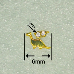 NSPJ Dinosaur with zircon Body Piercing Jewekry TOP 14K Real Gold Pin and Thread are ASTM F136 G20