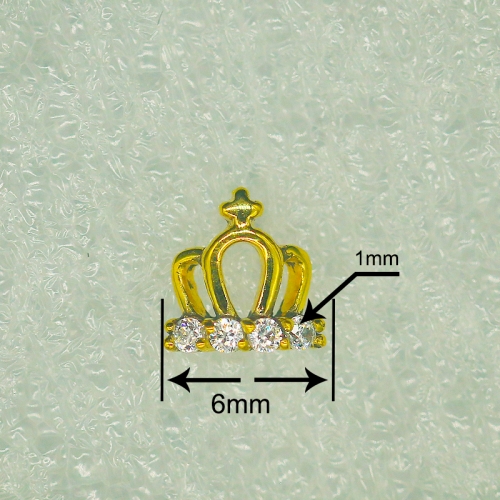 NSPJ Crown with brick Body Piercing Jewekry TOP 14K Real Gold Pin and Thread are ASTM F136 G21