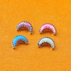 ASTM-F136 Titanium opal moon four color hand Top Internally Threaded Labret Piercing ear piercing and helix piercing--P189