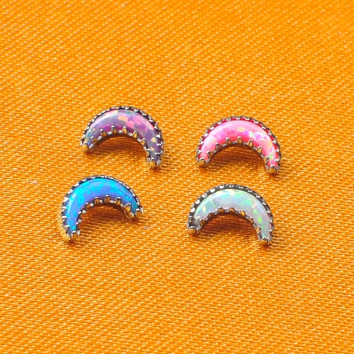 Eternal Metal ASTM-F136 Titanium opal moon four color hand Top Internally Threaded Labret Piercing ear piercing and helix piercing--P189