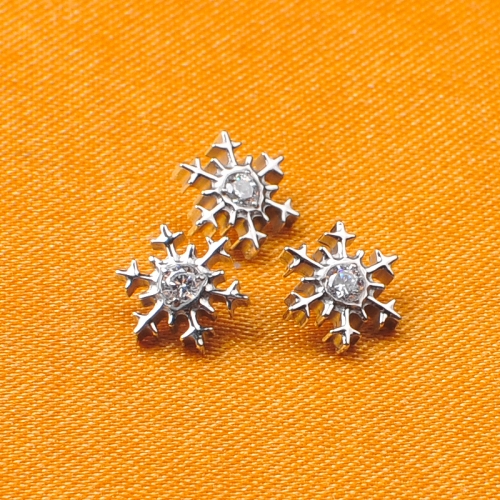 Eternal Metal ASTM-F136 Titanium Snowflakes with bricks Top Internally Threaded Labret Piercing ear piercing and helix piercing--P193