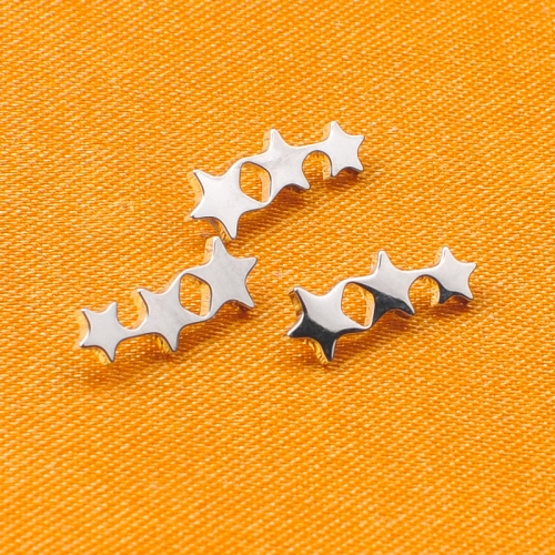 Eternal Metal ASTM-F136 Titanium Three connected stars Top Internally Threaded Labret Piercing ear piercing and helix piercing--P191