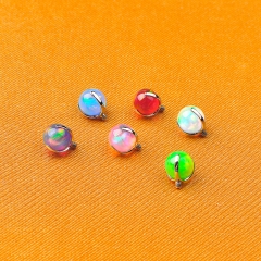 ASTM-F136 Titanium Color Aurora Opal Top Internally Threaded Labret Piercing ear piercing and helix piercing--P194