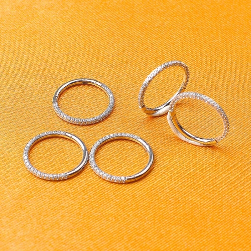 Body Piercing Hinged Segment piercing jewelry Ring Body Piercing ASTMF 136 titanium jewelry 3 side Zircon Jewelry -W98