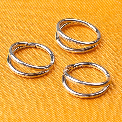 ASTM F136 Titanium 2 Line CZ Segment Rings Clicker Cartilage Earrings Hoop Body Piercing Jewelry --W97